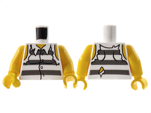 Torso Town Prisoner Shirt with Prison Stripes and Torn out Sleeves Pattern / Yellow Arms / Yellow Hands