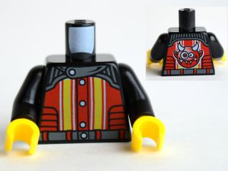 Torso Racers with 5 Buttons, Yellow and White Stripes Front, Crazy Demon Back Pattern / Black Arms / Yellow Hands