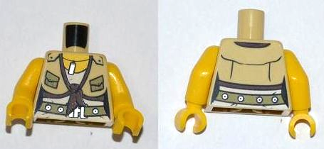 Torso Dino Shirt with Knot and Pockets, Belt and ID Tag Pattern / Yellow Arms / Yellow Hands