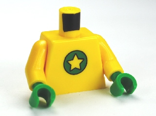 Torso SpongeBob with Yellow Star on Green Circle Pattern / Yellow Arms / Green Hands