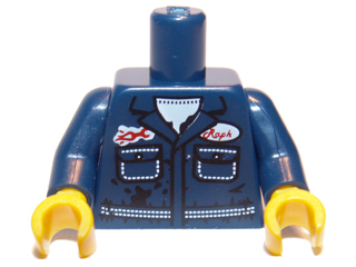 Torso Mechanic with Pockets, Oil Stains, White Undershirt, and Raph Name Badge Pattern / Dark Blue Arms / Yellow Hands
