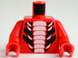 Torso Ninjago Snake with White and Large Black Scales Pattern / Red Arms / Red Hands