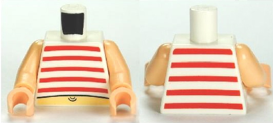 Torso SpongeBob Red Stripes and Navel Pattern / Light Nougat Arms / Light Nougat Hands