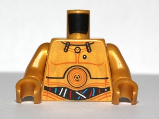 Torso SW C-3PO with Blue, Red and White Wires Pattern / Pearl Gold Arms / Pearl Gold Hands
