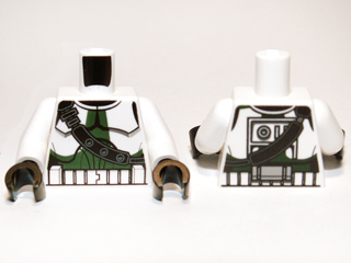 Torso SW Armor Clone Trooper with Shoulder Belt and Dark Green Markings Pattern / White Arms / Black Hands