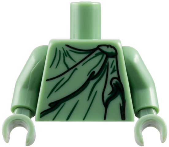 Torso Female Robe with Black Gathers and Dark Green Wrinkles Pattern / Sand Green Arms / Sand Green Hands