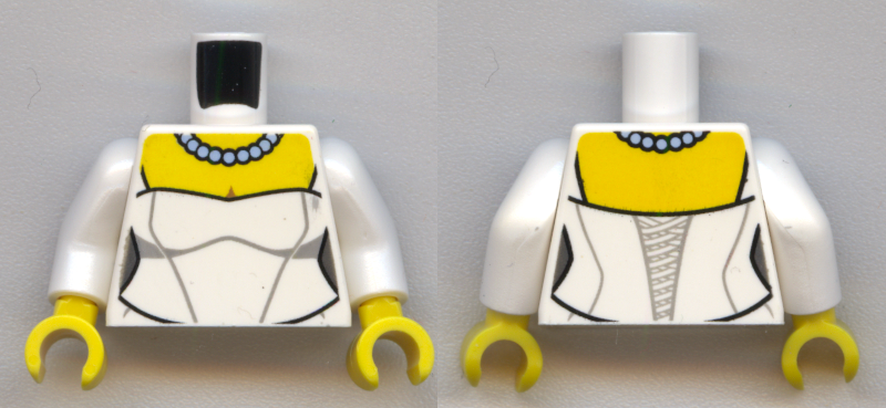 Torso Wedding Dress with Necklace Pattern / White Arms / Yellow Hands