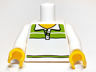 Torso Shirt with Collar and Lime Stripes, Yellow Neck Pattern / White Arms / Yellow Hands