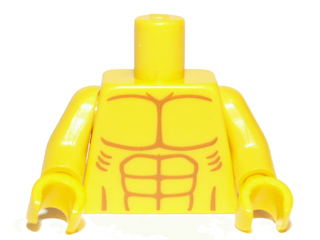 Torso Bare Chest with Muscles and Ribs Outline Pattern / Yellow Arms / Yellow Hands