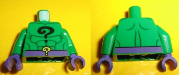 Torso Batman Black Question Mark on Chest and Yellow Question Mark on Dark Purple Belt Pattern / Green Arms / Dark Purple Hands