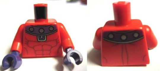 Torso Muscles Outline with Dark Purple and Silver Collar Pattern / Red Arms / Dark Purple Hands