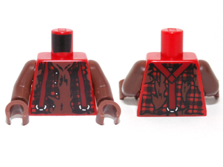 Torso Monster Fighters with Suspenders over Torn Shirt Pattern / Reddish Brown Arms / Reddish Brown Hands