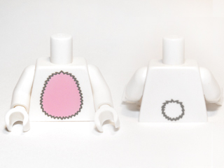 Torso Bunny Suit with Bright Pink Tummy and Tail on Reverse Pattern / White Arms / White Hands