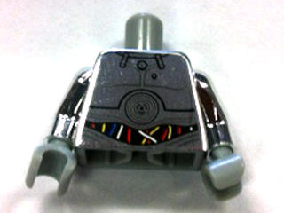 Torso SW TC-14 with Blue, Red and White Wires Pattern / Chrome Silver Arms / Light Bluish Gray Hands