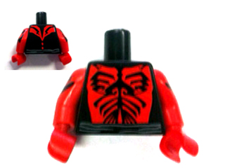 Torso SW Darth Maul Chest Pattern / Red Arms with Black Tattoos Pattern / Red Hands