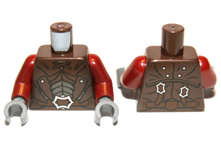 Torso LotR Leather Armor with Buckle Pattern (Uruk-hai) / Dark Red Arms / Dark Bluish Gray Hands