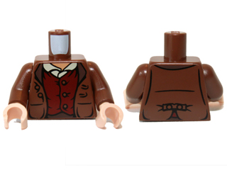 Torso LotR Jacket Rumpled and Red Vest Pattern (Frodo) / Reddish Brown Arms / Light Nougat Hands