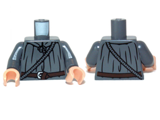 Torso LotR Cloak with Rope and Belt Pattern (Gandalf) / Dark Bluish Gray Arms / Light Nougat Hands