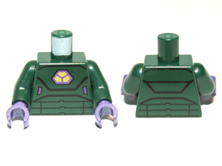 Torso Armor with Lex Luthor Warsuit with Yellow and Dark Purple Hexagon Logo Pattern / Dark Green Arms / Dark Purple Hands