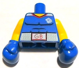 Torso Shirt with Muscles Outline and Belt with 'GB' Pattern / Yellow Arms / Blue Boxing Gloves