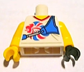 Torso V-Neck Shirt with Team GB Logo and Blue Bow Holder Pattern / Yellow Arms / Yellow Hand Right / Black Hand Left