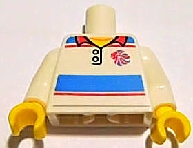 Torso Polo Shirt with Red and Blue Stripes and Team GB Logo Pattern / White Arms / Yellow Hands