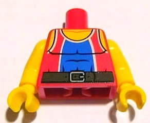 Torso Tank Top with Blue Center Panel and Black Belt Pattern / Yellow Arms / Yellow Hands