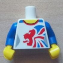 Torso Gymnast Leotard with Large Red and Blue Team GB Logo Pattern / Blue Arms / Yellow Hands