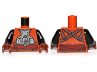 Torso SW Armor Plates with Back Straps and Dark Red Sash Pattern / Black Arms / Reddish Brown Hands