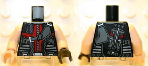 Torso Vest with Dark Red and Black Straps / Quiver Pattern (Hawkeye) / Light Nougat Arms / Light Nougat Hand Right / Black Hand Left