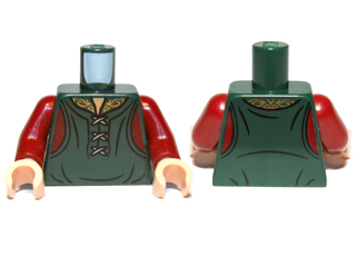 Torso LotR Shirt with Laces and Gold Collar Pattern (King Theoden) / Dark Red Arms / Light Nougat Hands