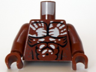 Torso LotR Muscles Outline and White Handprint Pattern (Berserker) / Reddish Brown Arms / Reddish Brown Hands