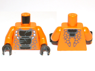 Torso Ninjago Snake with Black Scales Pattern (Snike) / Orange Arms / Black Hands