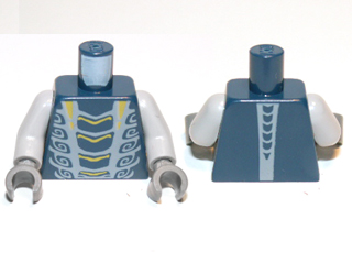 Torso Ninjago Snake with Yellow and Light Bluish Gray Scales Pattern (Mezmo) / Light Bluish Gray Arms / Dark Bluish Gray Hands