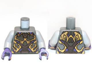 Torso Alien with Gold, Dark Brown and Dark Purple Armor Pattern / Light Bluish Gray Arms / Dark Purple Hands