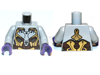 Torso Alien with Gold, Dark Brown and Silver Armor Pattern / Light Bluish Gray Arms / Dark Purple Hands