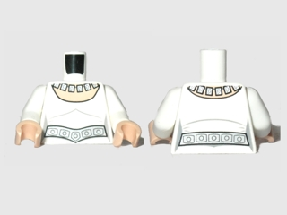 Torso SW Female Ceremonial Dress, Silver Necklace and Simple Belt with 5 Emblems, Light Nougat Neck Pattern / White Arms / Light Nougat Hands