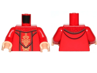 Torso SW Female Dress with Gold Ornaments Pattern (SW Queen Amidala) / Red Arms / Light Nougat Hands