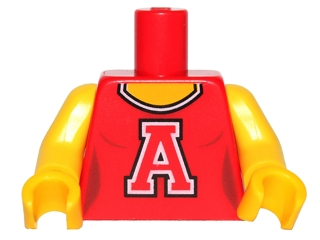 Torso Scoop Neck Female with Red 'A' Pattern / Yellow Arms / Yellow Hands