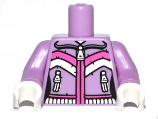 Torso Female Zipper, 2 Zipper Pockets and Pink and White Stripes Pattern / Medium Lavender Arms / White Hands