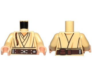 Torso SW Layered Shirt, Brown Belt Pattern and Padawan Braid Pattern (Obi-Wan) / Tan Arms / Light Nougat Hands
