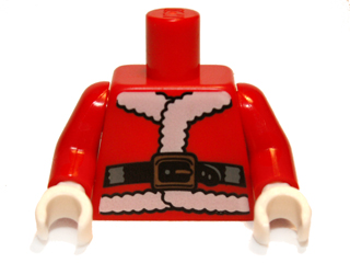 Torso Santa Jacket with Fur and Black Belt Pattern / Red Arms / White Hands