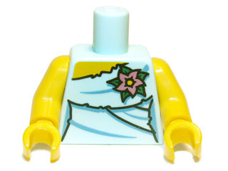 Torso Female Wrapped Dress with Pink Flower Pattern / Yellow Arms / Yellow Hands