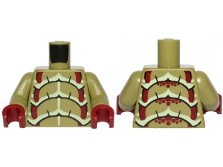 Torso Galaxy Squad Buggoid with Dark Red, Yellowish Green and Black Exoskeleton Pattern / Olive Green Arms / Dark Red Hands