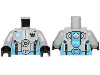 Torso Galaxy Squad Robot with Dark Azure and Black Piping Pattern / Light Bluish Gray Arms / Black Hands