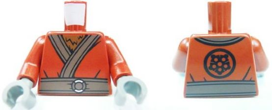 Torso Kimono with Brown Belt and Reddish Brown Fur Pattern / Dark Red Arms / Dark Bluish Gray Hands