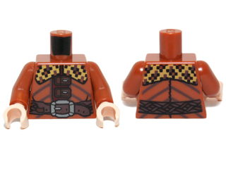 Torso LotR Checkered Collar, Clasps and Belt with Silver Buckle Pattern / Dark Orange Arms / Light Nougat Hands
