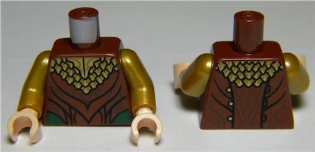Torso LotR Gold Ruffled Shirt, Reddish Brown Layered Pattern / Pearl Gold Arms / Light Nougat Hands