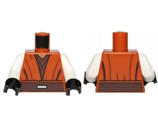 Torso SW Jedi Robe, Reddish Brown Undershirt and Belt Pattern (SW Pong Krell) / White Arms / Black Hands
