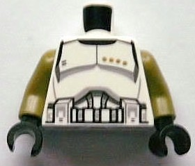 Torso SW Armor Clone Trooper Sergeant Black Belt and Four Olive Green Stars Pattern / Olive Green Arms / Black Hands